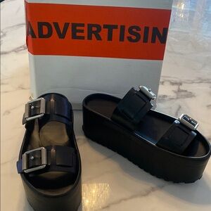 All Saints Black Chunky Platform Sandals